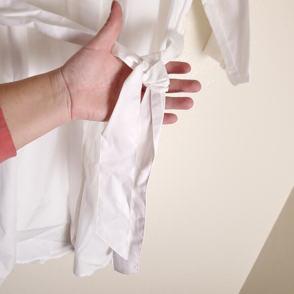 NWT ARMANI EXCHANGE A|X White Quiet Luxury Collared Button Up Shirt Dress Sz 2 - Picture 5 of 16